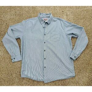 Wrangler Long Sleeve Shirt Men's L Large Green Stripe Button up